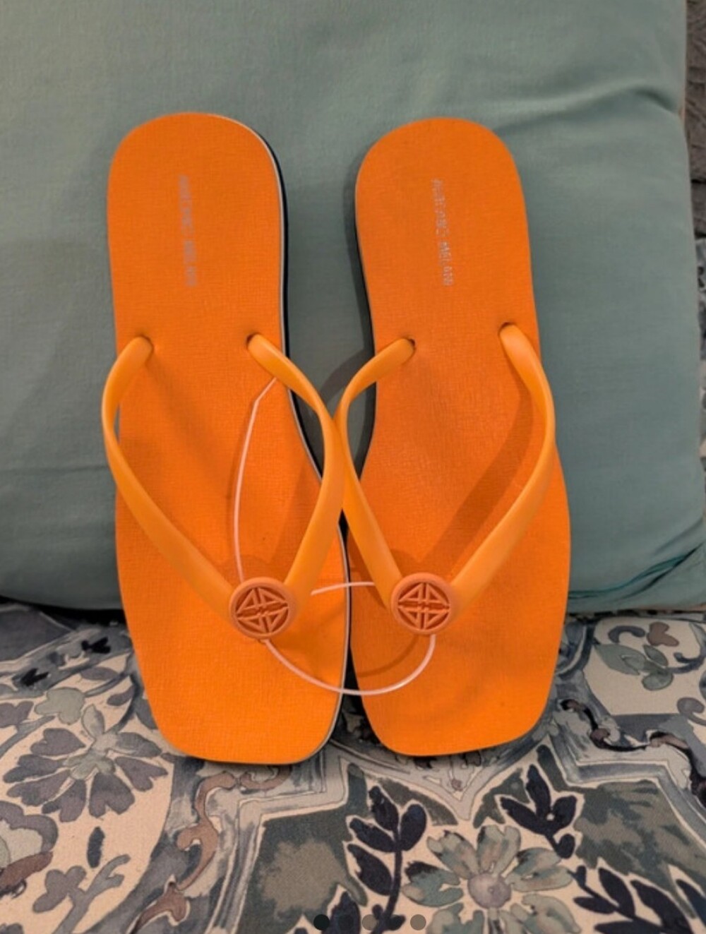 Antonio Melani Bright Orange Square Toe Thong Sandals Size 10M New